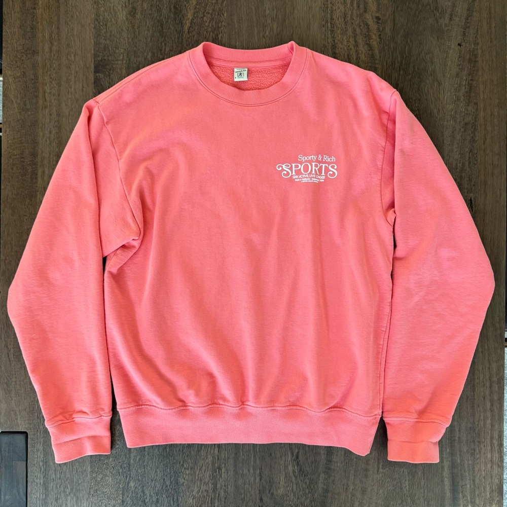 Sporty & Rich Coral Pink Sports Crewneck Sweatshirt